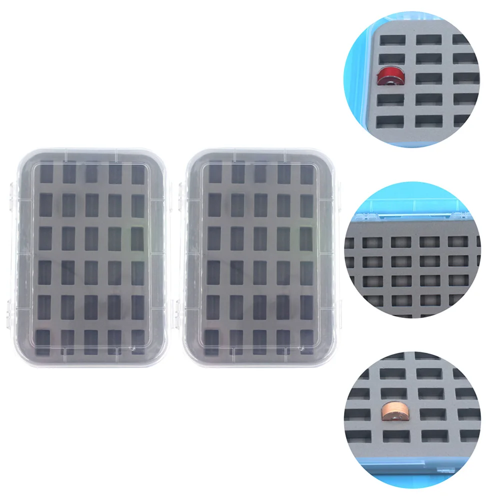 

2pcs Plastic Bobbin Storage Box Transparent Clear Container With Sponge Sewing Thread Holder Thickened Portable Household Sewing