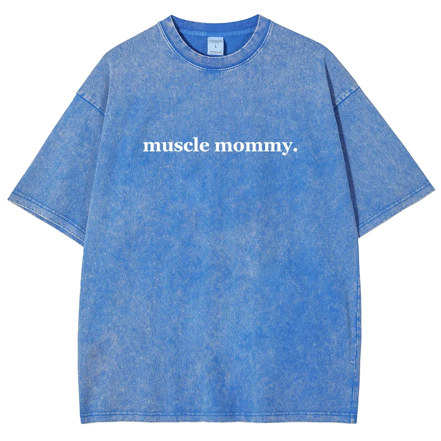 Muscle Letter Print T-Shirt Simple High Neutral Style Shoulder Oversize Fashion Trend 2024 Designer New Short Sleeves