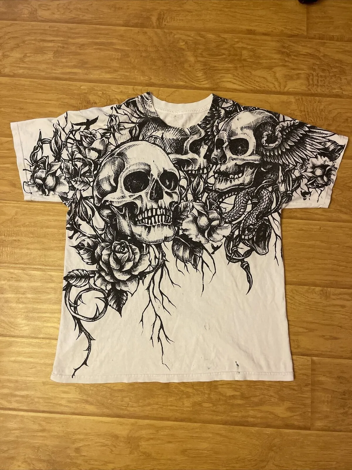  y2k 90s retro short sleeve t shirt dark 2023 high street hip hop punk round neck top classic pattern casual loose Kpop clothes