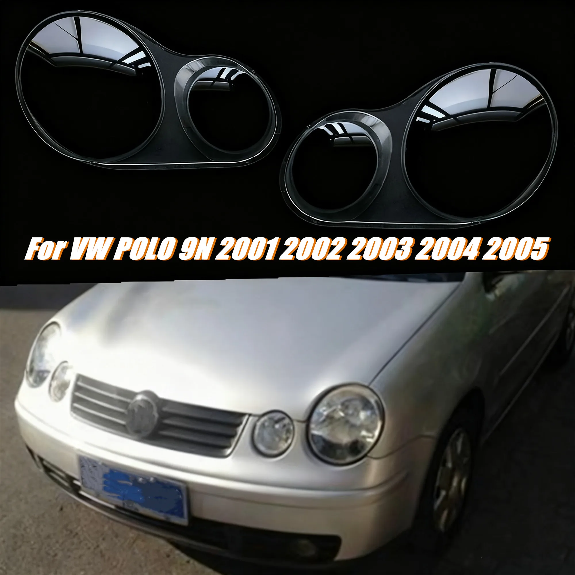 Osłona przedniego reflektora samochodowego, klosz lampy, przezroczysty abażur do VW POLO 9N 2001 2002 2003 2004 2005, obudowa reflektora