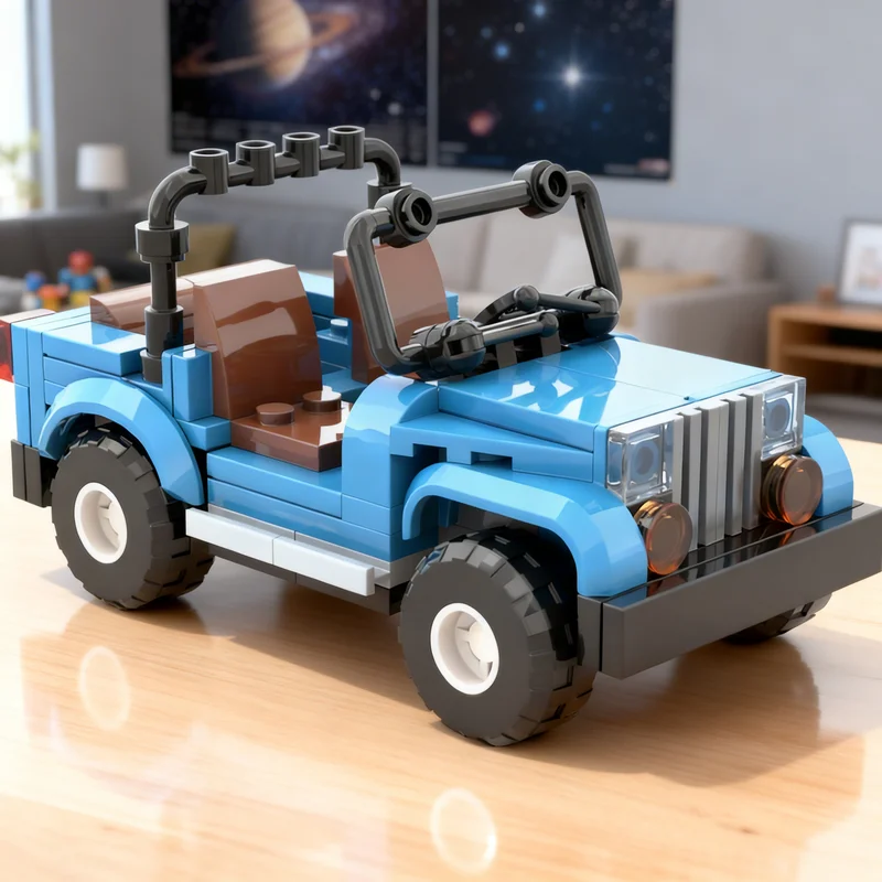 118pcs MOC Jeep Back To Futur City Street Display Building Blocks Construction Model Diy Pack Collectible Toy Gift For Makers