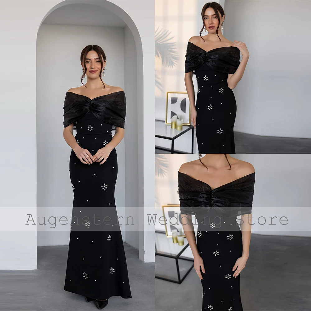 2025 여성용 럭셔리 드레스 웨딩 크레이프 원단 머메이드/트럼펫 웨딩 파티 드레스 화이트 오프숄더 크리스탈 프롬 드레스