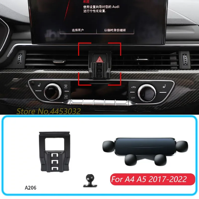 

Car Phone Holder For Audi A4 A5 2017-2022 Gravity Stand Mount Support Horizontal GPS Mobile Bracket Accessories With Base