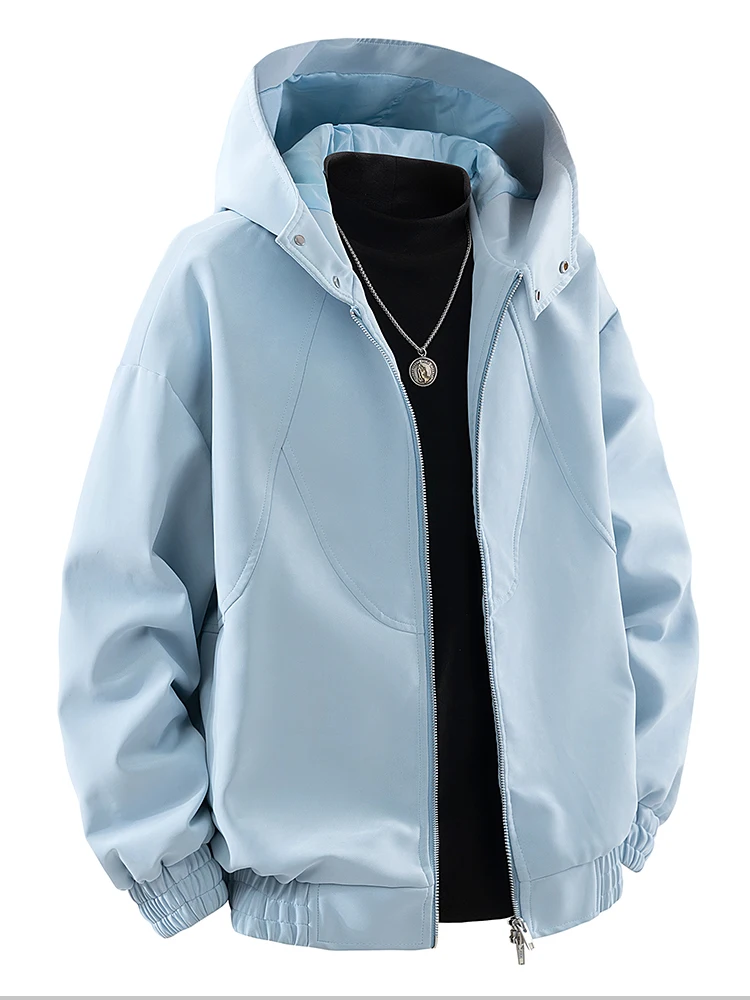 เสื้อโค้ทผู้ชายสไตล์อเมริกัน ดีไซน์ไฮสตรีท สีผสม ทรงหลวม ใส่ได้หลายโอกาส แฟชั่นทันสมัย สไตล์คนเมือง