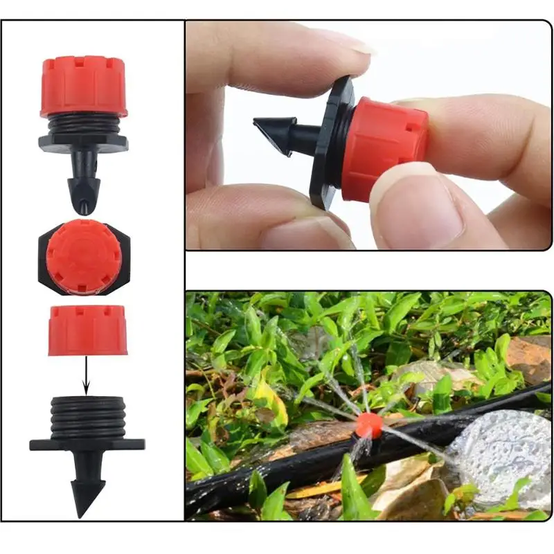 C 50/100pcs Adjustable Water Sprinkler Thread Connection Spray Nozzle Garden Irrigation Micro Flow Dripper