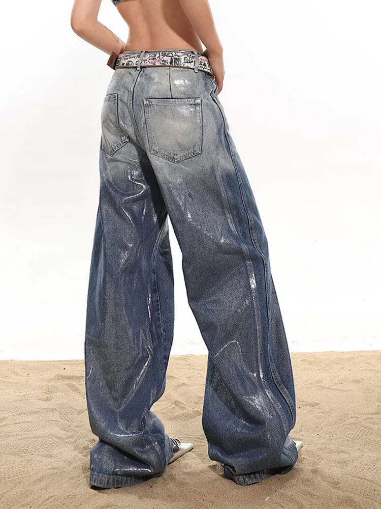 Imagem -04 - Deat-calça Jeans de Cintura Alta Feminina de Revestimento Reto Casual Leve Grafite Solta Perna Larga Nova Moda Primavera 2023 29l6687h