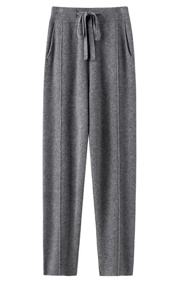 Kasmír sweatpants Nők Ősz téli 2023 Új Csináltatás Magas waisted húzózsinórral nadrágot Alkalmi Kötött Hárem nadrágot