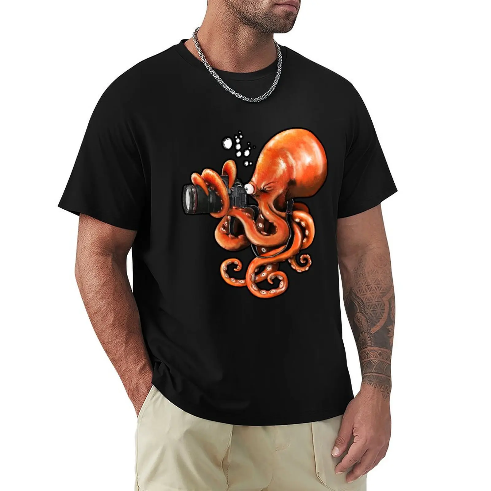 Octopus Reporter T-Shirt Thanksgiving Casual Tee
