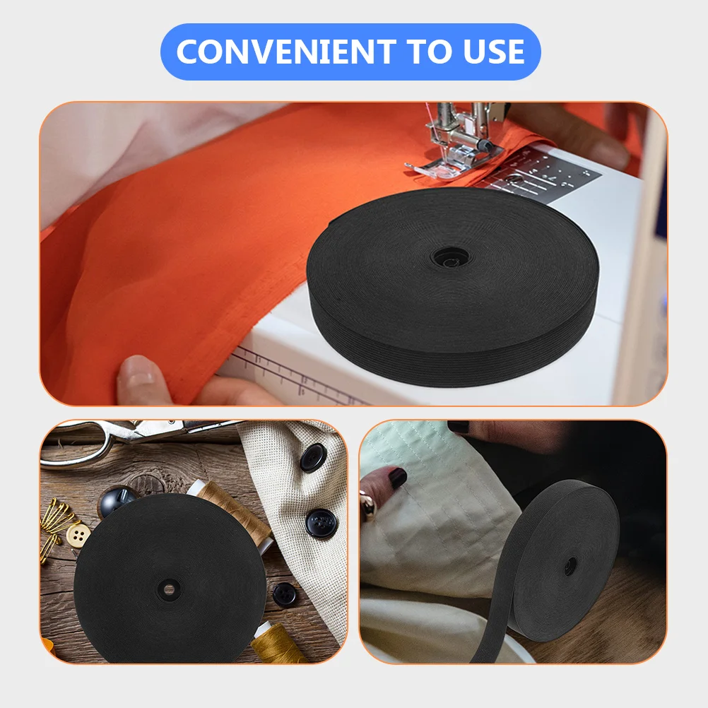 

25M Black Thick Elastic B 15mm Polyester Sewing Knitted Strap for Pants Waist Diaper Clothes Hair Accessories Headb