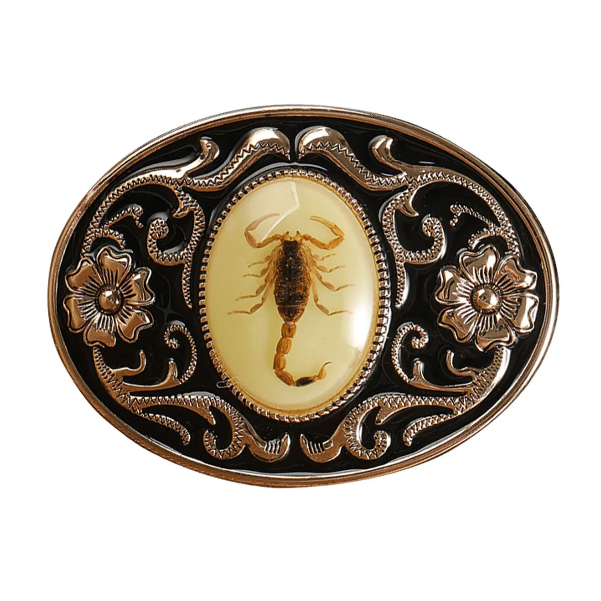 

T-DISOM Men's Fashion Belt Buckle Retro Luminous Scorpion Pattern Lighting Accessory