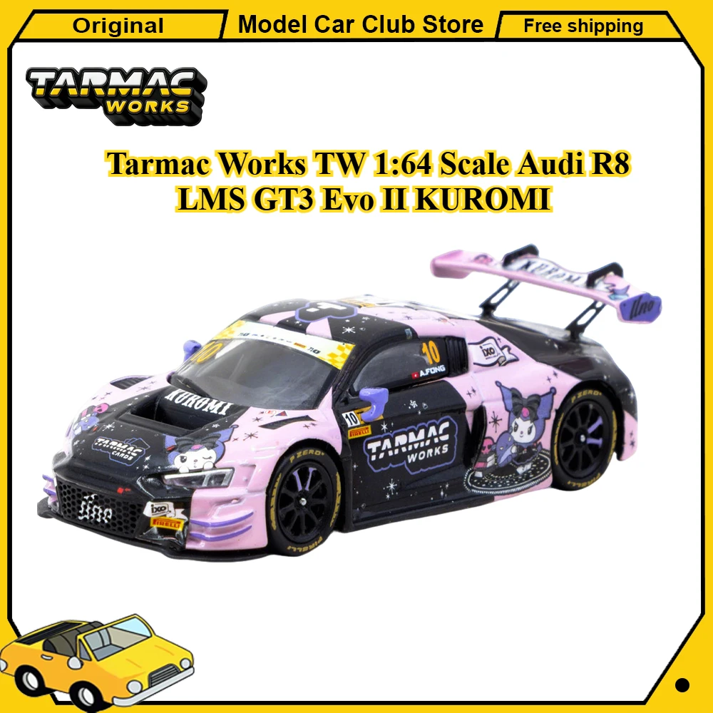 Tarmac Works TW 1:64 Scale Audi R8 LMS GT3 Evo II KUROMI Rexy Supercar Car Alloy Model Miniature Diecast Collection Hobby Toys