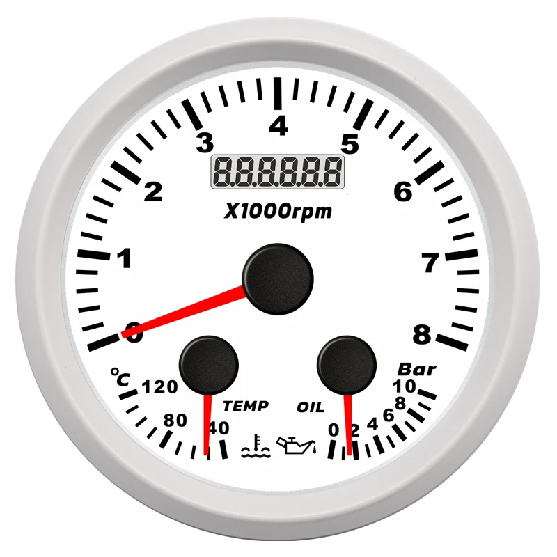 

Прибор 3-в-1, 85 мм, 0-8000 об/мин, тахометры, счетчик Rev, 0-10 бар, манометры масла, 40-120 градусов, измерители температуры воды для автомобиля, лодки