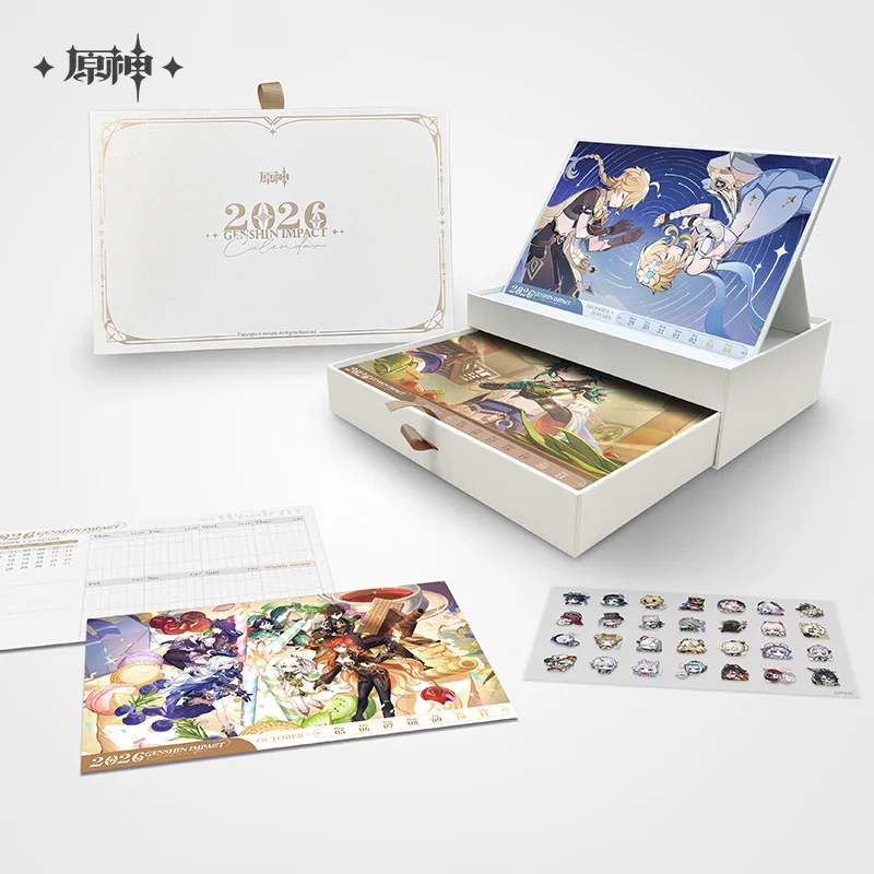 Official Original Game Genshin Impact 2026 Chronicle Calendar Cosplay Costume Anime Birthday Halloween Collection Gift