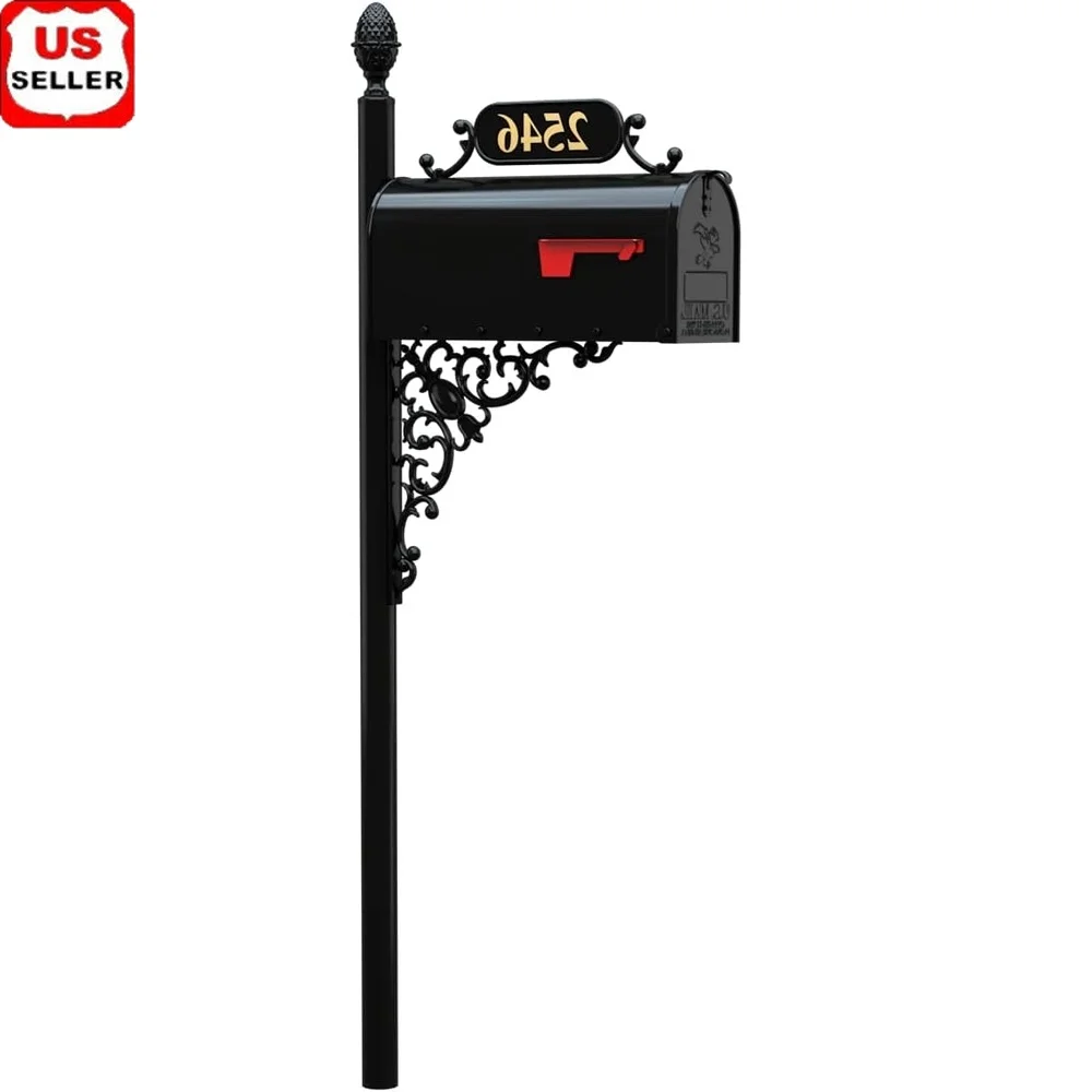 

Oak Mailbox Post Kit Rust Resistant Metal Address Plaque Bracket Mounting Hardware Traditional Mailbox System Enhanced Curb