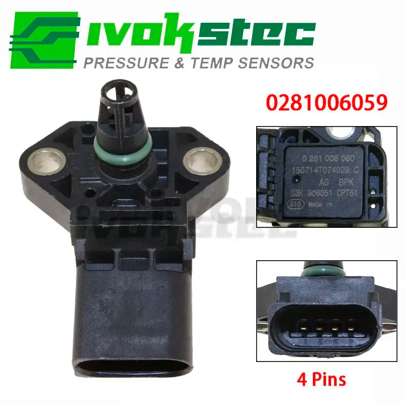 

1.9 Tdi 4 Bar Manifold Absolute Pressure (MAP) Sensor For Audi A1 1.4 A6 A7 Q5 VW SKODA SEAT 0281006059 03K906051 0281006060