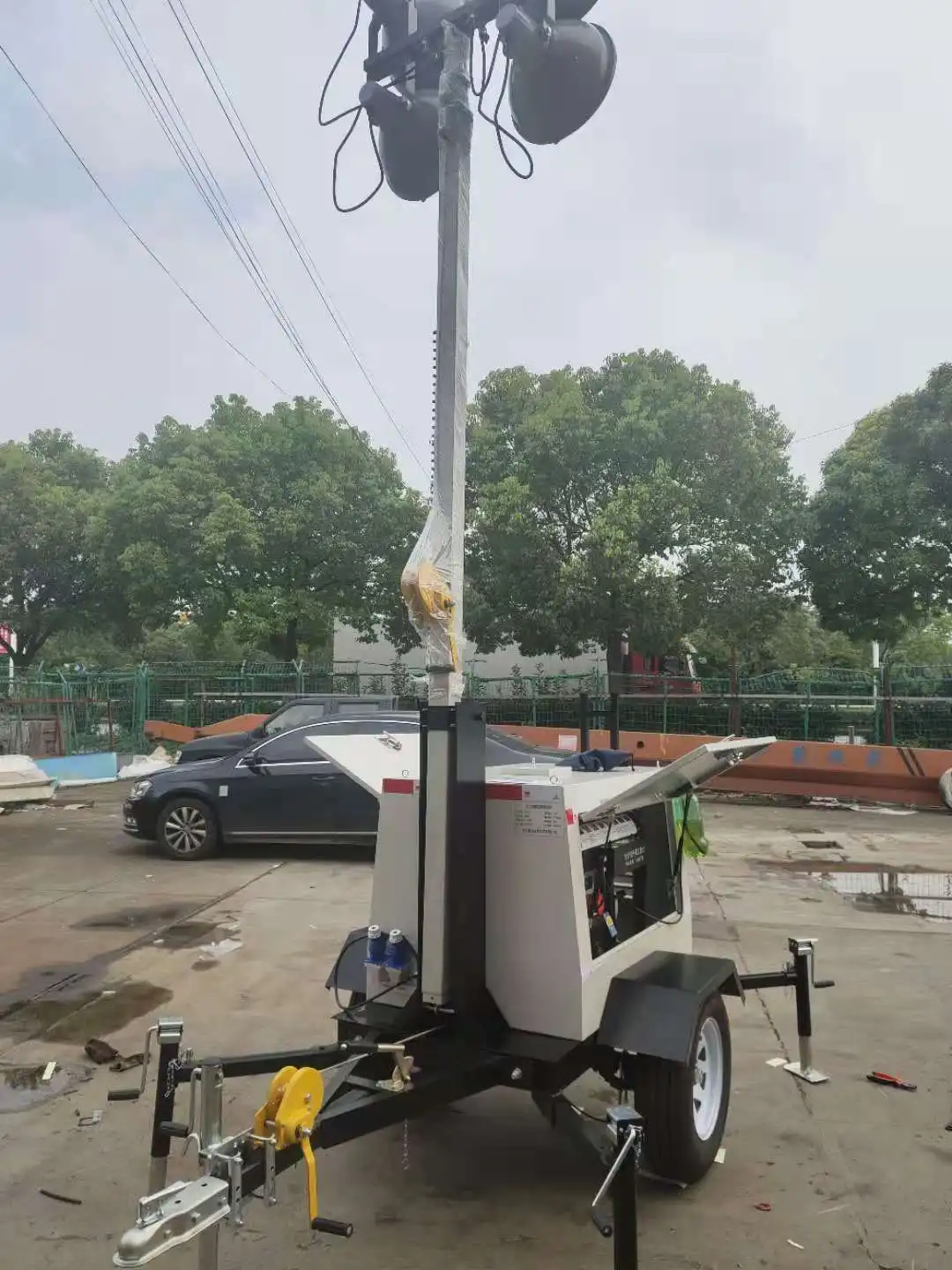 Mobile Light Tower 7m Electric  LED Flood Light IP65 Waterproof  Wheeled For Road Construction Emergency Night Rescue Lighting