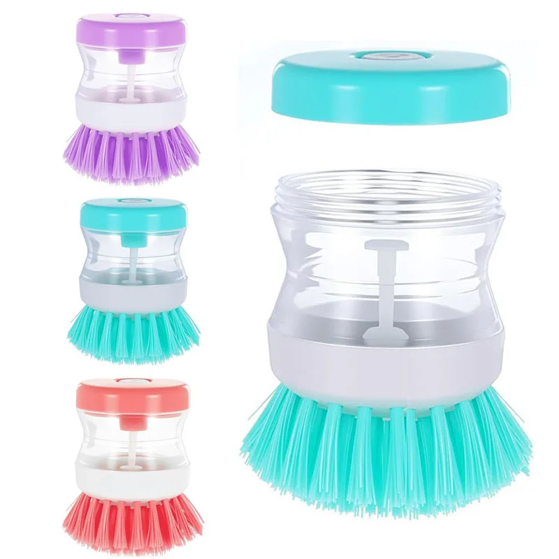 Olla de lavado de cocina, cepillo para platos, utensilios de lavado con dispensador de jabón líquido, accesorios de limpieza de cocina para el hogar, 1 ud.