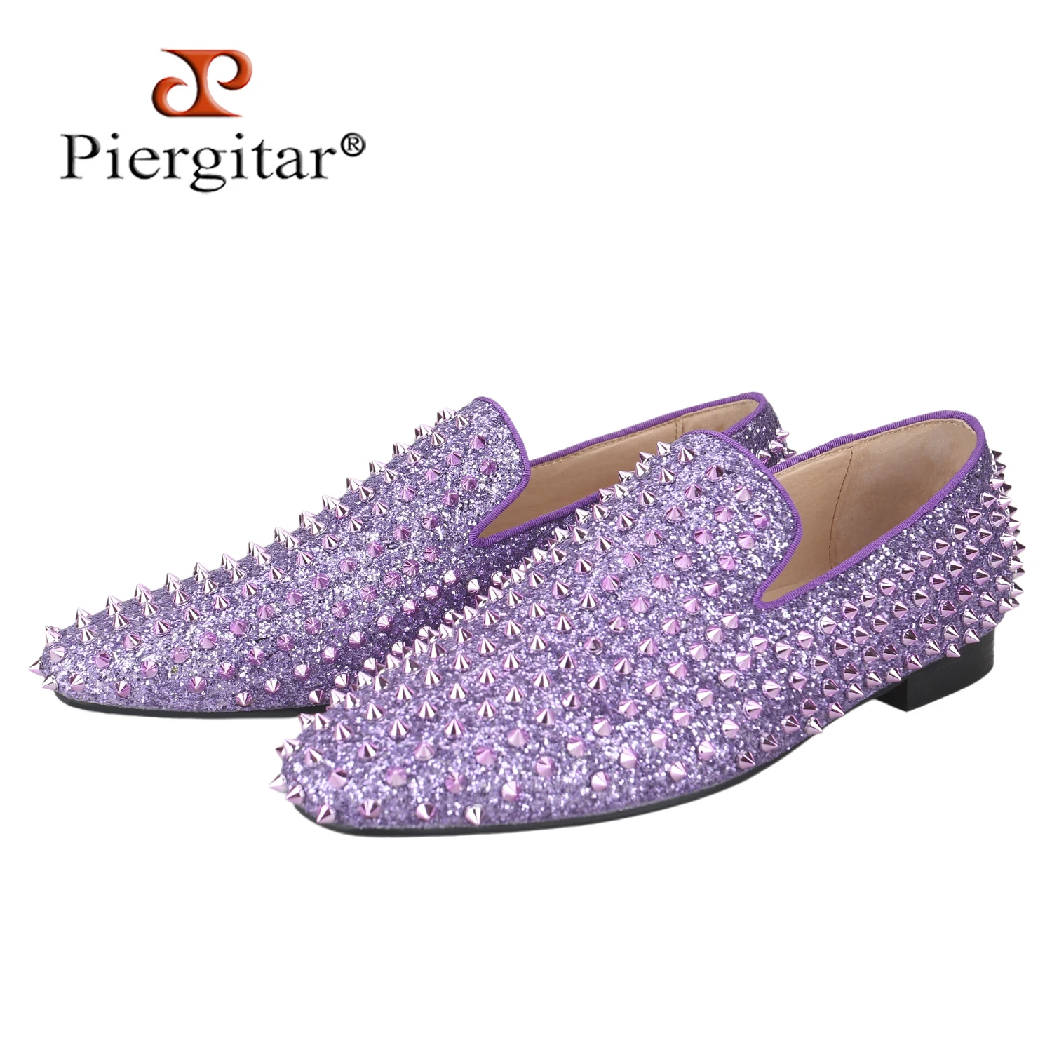 Piergitar Handmade Purple Spikes Men's Loafers For Party and Banquet Wear  CL Same Classic Model Red Outsole Slip-On Flats - AliExpress 322
