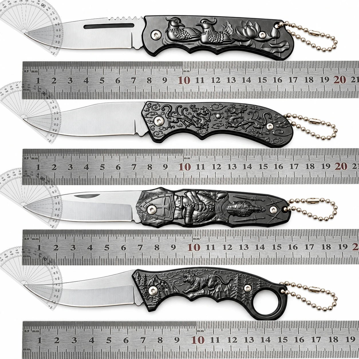 4 Pack Pocket Knife Set Folding Knife Stainless Steel Blade with Clip EDC for Outdoor Camping Hiking