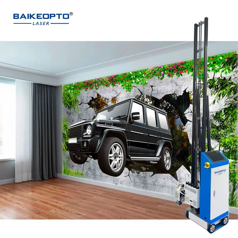 Automatic Indoor Outdoor Wall Arts Drawing CMYK UV Inject 3D Double Nozzles Direct Mural Painting Printers Machine