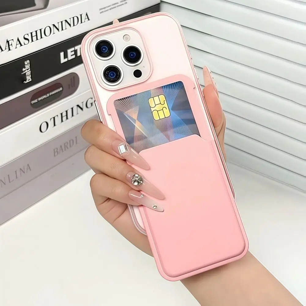 

Scratch-resistant For MagSafe Wallet Transparent Simple Phone Magnetic Card Holder Solid Color for iPhone 17 16 15 14 13 12 11