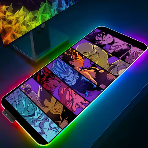 Backlight Mouse Pad Dragon Ball Gamer Desk Mat PC Computer Anime RGB Mousepad Keyboard gaming Accessories game HD Anime Mousepad