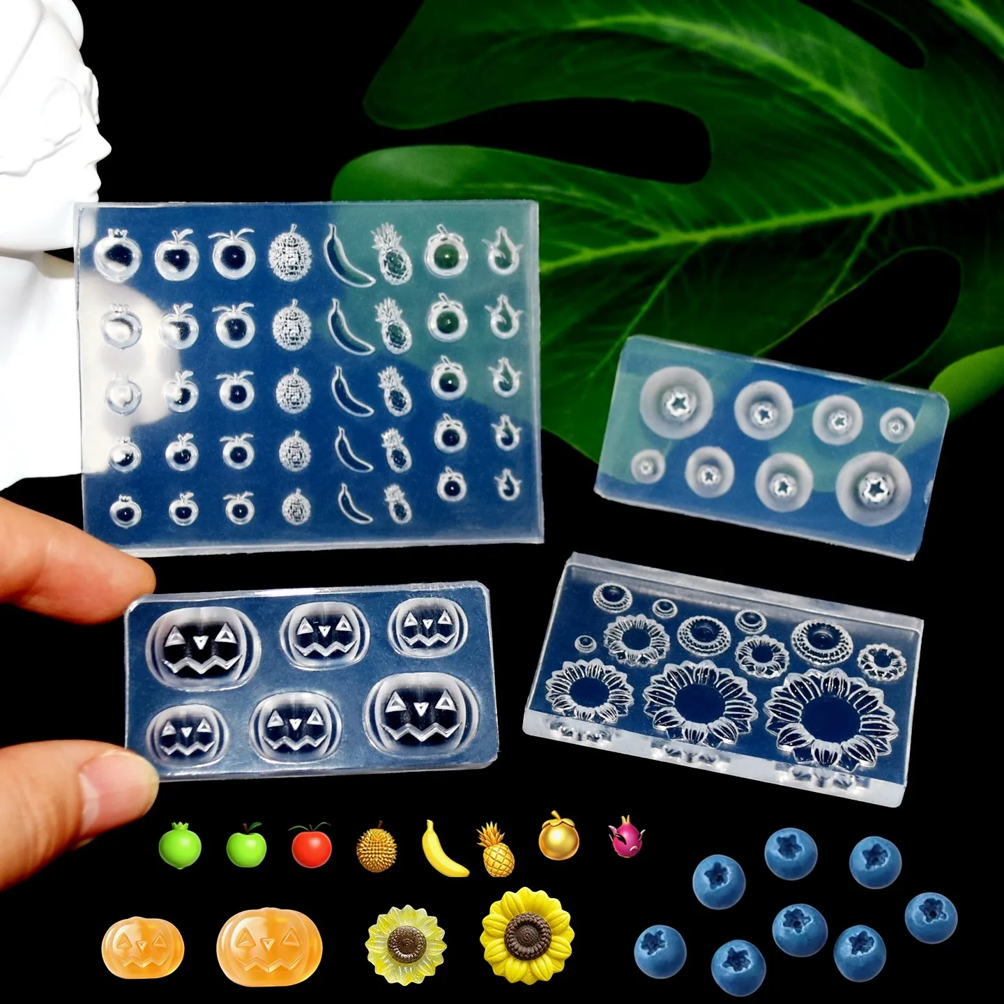 3D Fruit Silicone Mold Apple Peach Blueberry Pumpkin for Nail Art DIY Jewelry Resin Casting Epoxy Pendant Charms Clay Craft