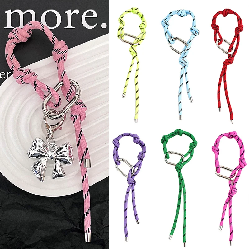 Y2K Colorful Lanyard Key Chain Metal Keyring Carabiner Boyfriends Couples Gifts Bracelet Rope Keychains for Bag Charm Ornaments