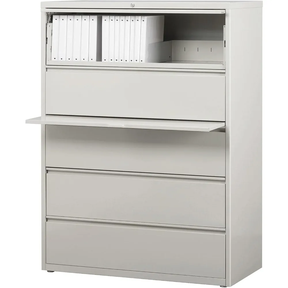 

Fortress Locking Metal Lateral File Cabinet, 4-Drawer with Roll-Out Shelf, 18.6" x 42" x 67.7", Light Gray