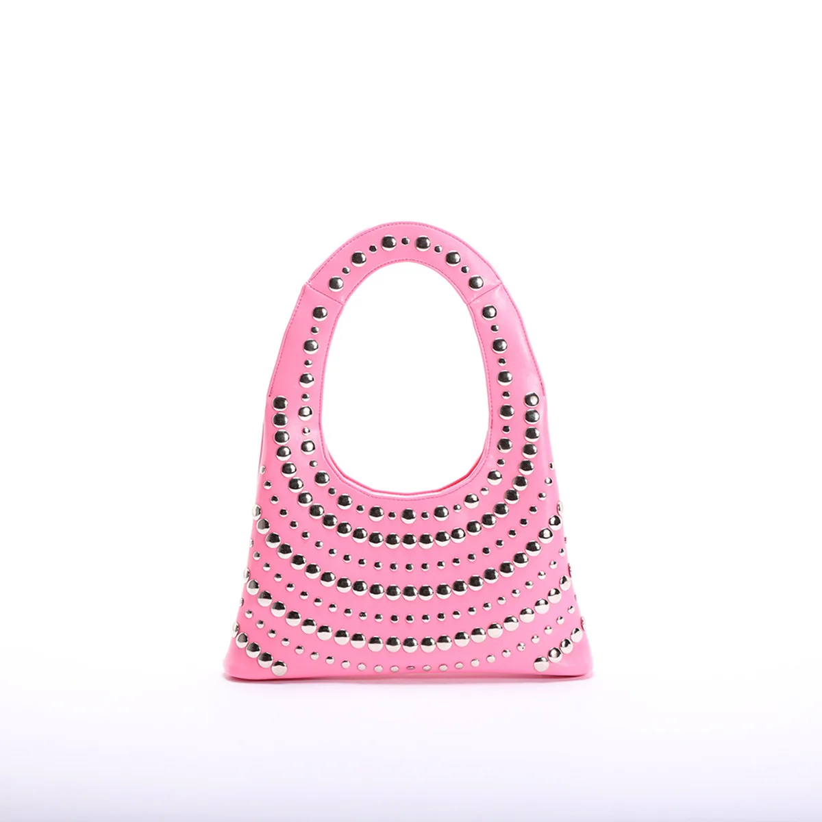 

Punk style Lady Bags rivets inlaid fashionable U-shaped underarm bag Angora red bag women's messenger bag Female Handbags C124