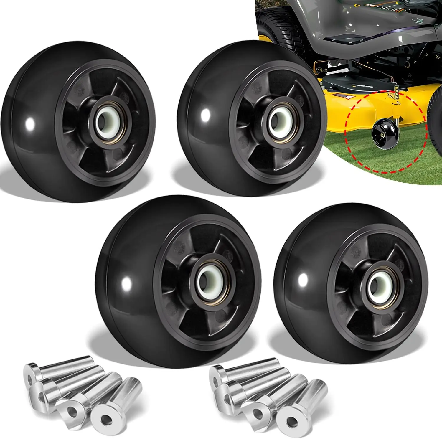 4 Pack AM125172 Plastic Deck Gauge Wheel Kit For with John Deere 48,54,60,62,72