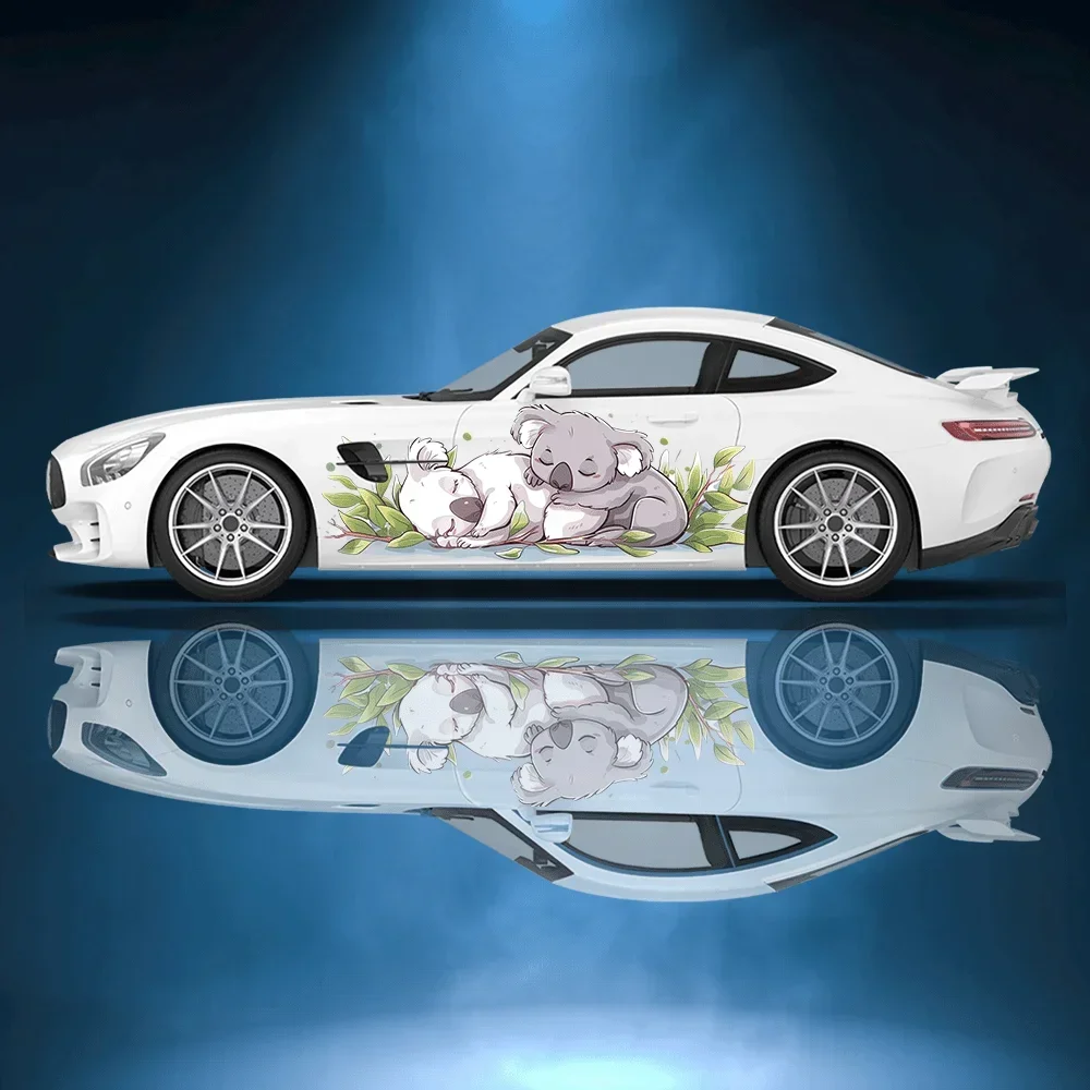 

Two Koalas Leaves Car Decals Full Body Floral Decoration Covering Scratches Protect Car Decals Waterproof Car Vinyl Wraps