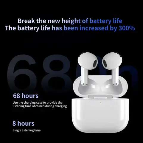 Para airpods falsos originais fone de ouvido bluetooth sem fio fone de ouvido bluetooth bateria longa controle toque para todos os smartphones