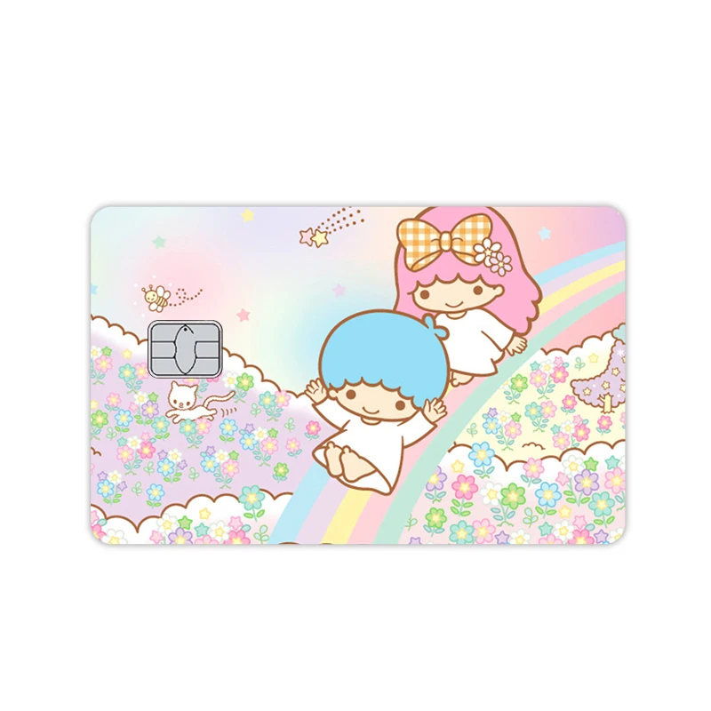 Adesivos Impermeáveis Anime Little Twin Stars Grandes e Pequenos Sem Desgaste para Cartões de Crédito Débito Bancários VISA Decoração Filme Protetor