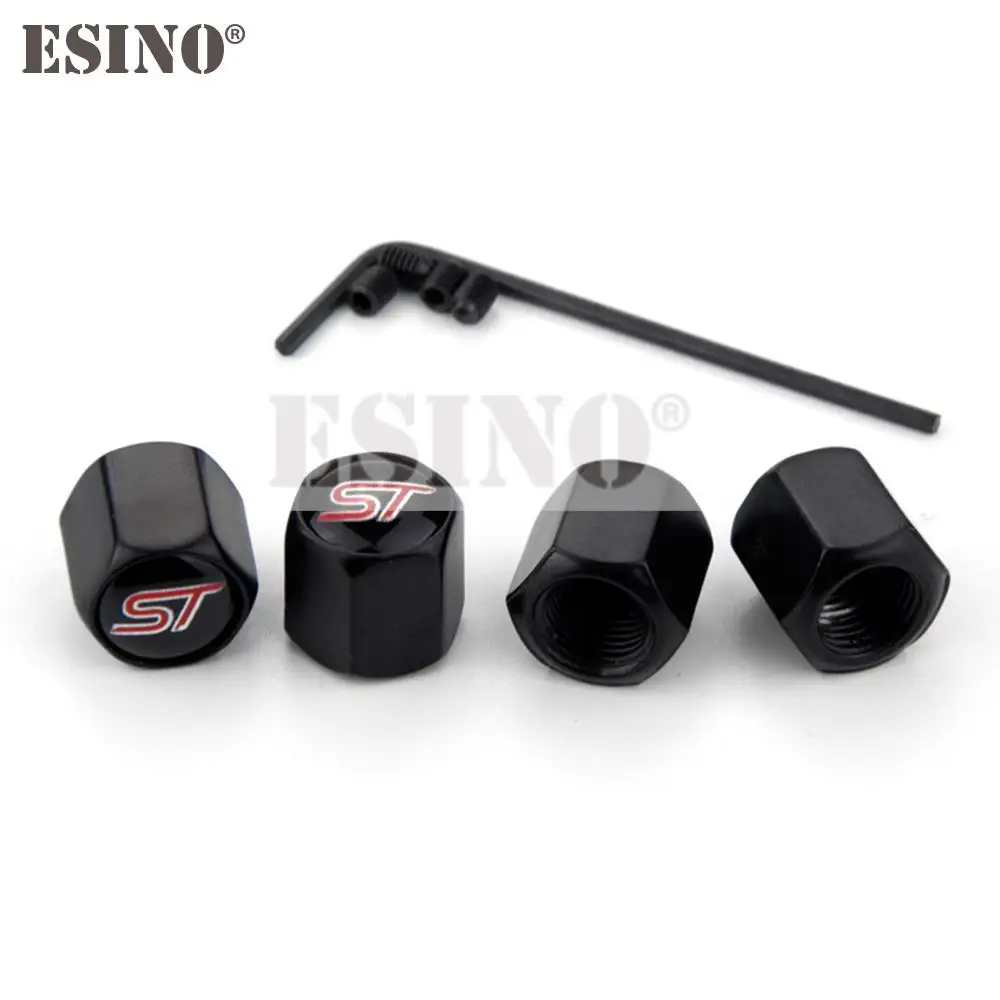 4 x Car Styling Anti-theft Stainless Wheel Tire Valve Stems Caps Car Wheel Tire Stem Air Valve Caps For Focus ST Fiesta ST