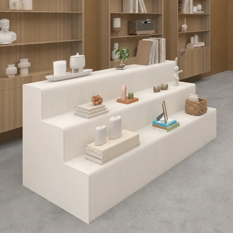 Folding Paper Display Stand Foldable Display Cabinet for Cosmetics Boutique Retail Store Merchandise Showcase Organizer