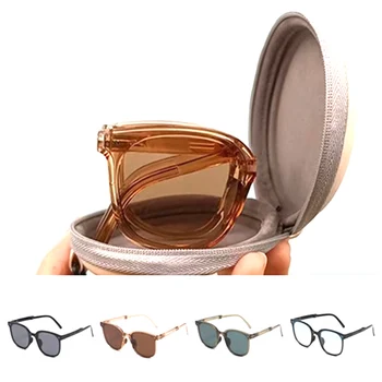 여성용 케이스 선글라스가 포함된 접이식 선글라스 패션 에어 쿠션 안경 UV 400 편광 안경