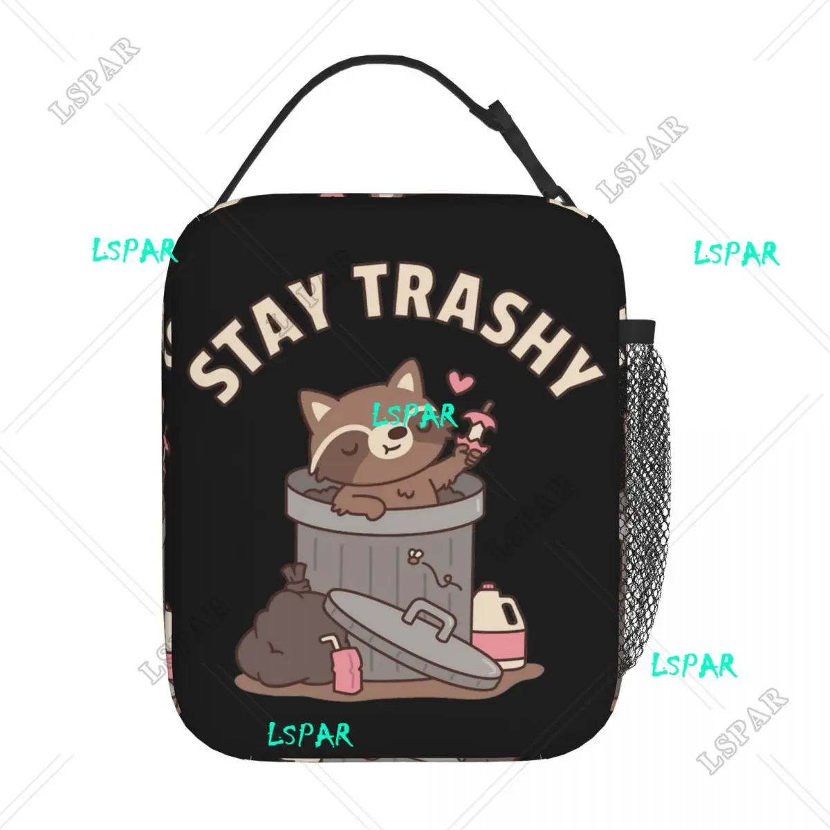 Cute Raccoon In Dustbin Stay Trashy Insulated Lunch Bag Funny Garbage Raccoons Trash Food Storage Bag Thermal Cooler Lunch Boxes