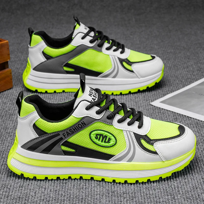 

2025 Summer Fashion Mesh Sports Shoes Men's Thick-Soled Plaid Non-Abrasive Plaid Easiest for Match Casual Sports Shoes