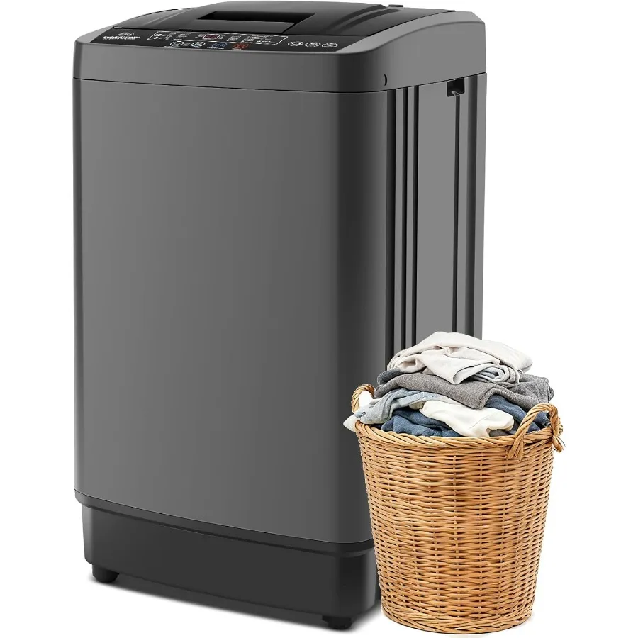 

2.4 Cu.ft Compact Full Automatic Portable Washing Machine with Drain Pump 10 Wash Programs and LED Display Ideal for Apartments