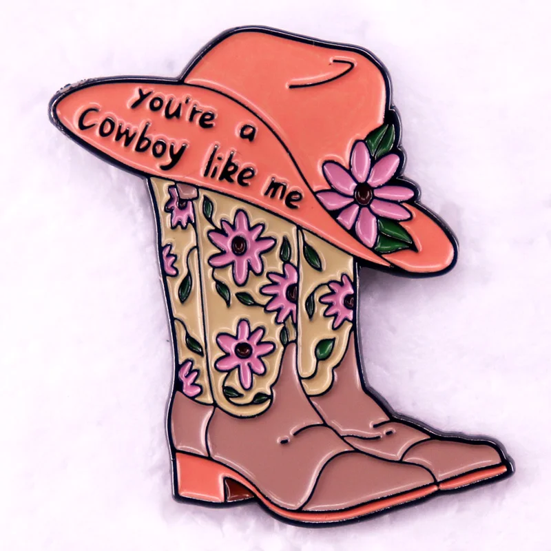 You're A Cowboy Like Me Badge Cowboy Hat Boots Enamel Pin Evermore Brooches Jewelry Perfect Gift for Swifties