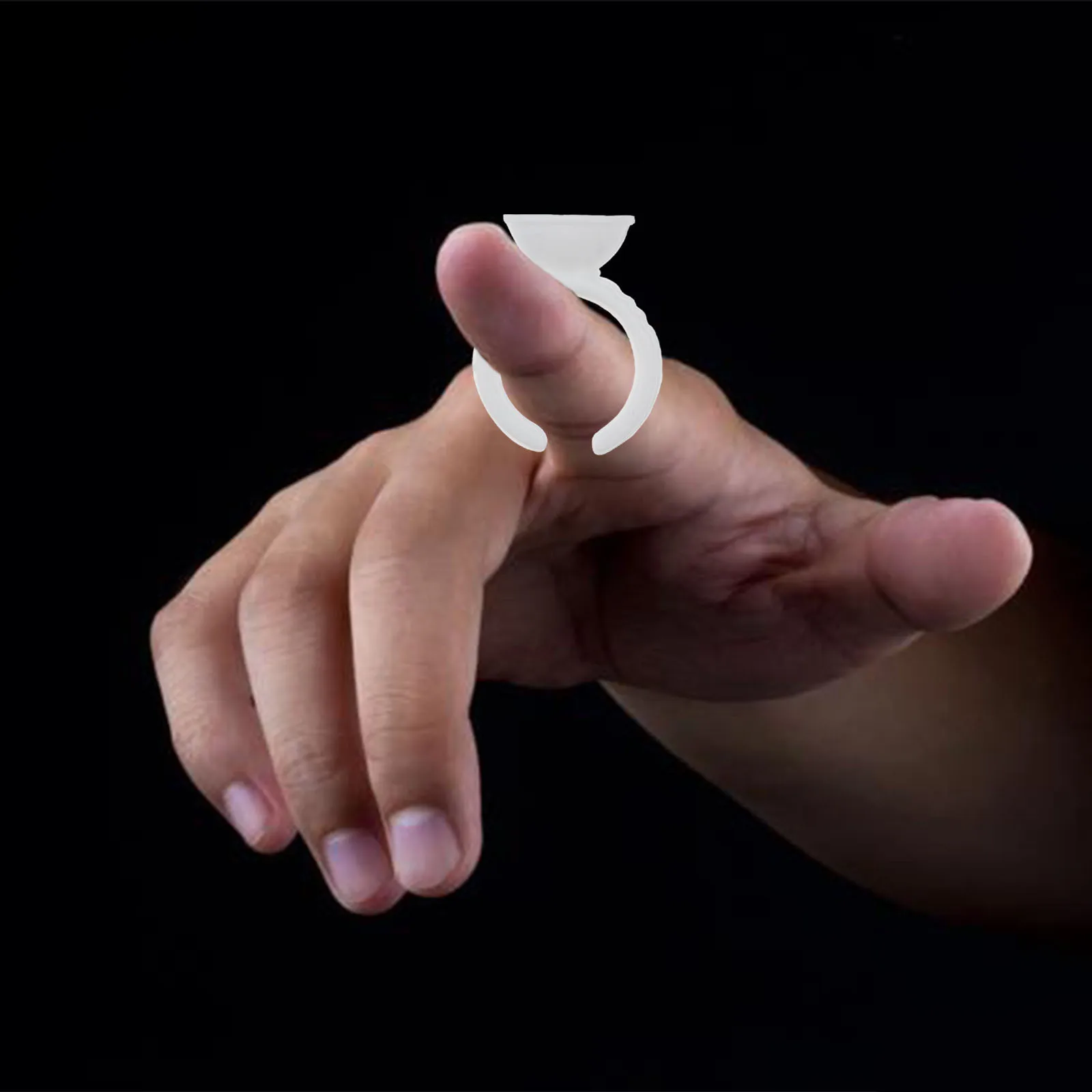 แหวนกาวติดขนตาปลอมแบบใช้แล้วทิ้ง 100 ชิ้น ชุดต่อขนตาสีขาว ขนาดเล็ก พร้อมที่ถอดไพรเมอร์ขนตา แหวนกาวพลาสติก