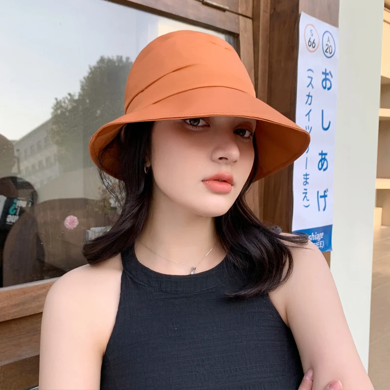 Summer Women's Fold Fisherman's Cap Outdoor Versatile Leisure Sunshade Hat Travel Shopping Decorative Sun Hat MZ1582