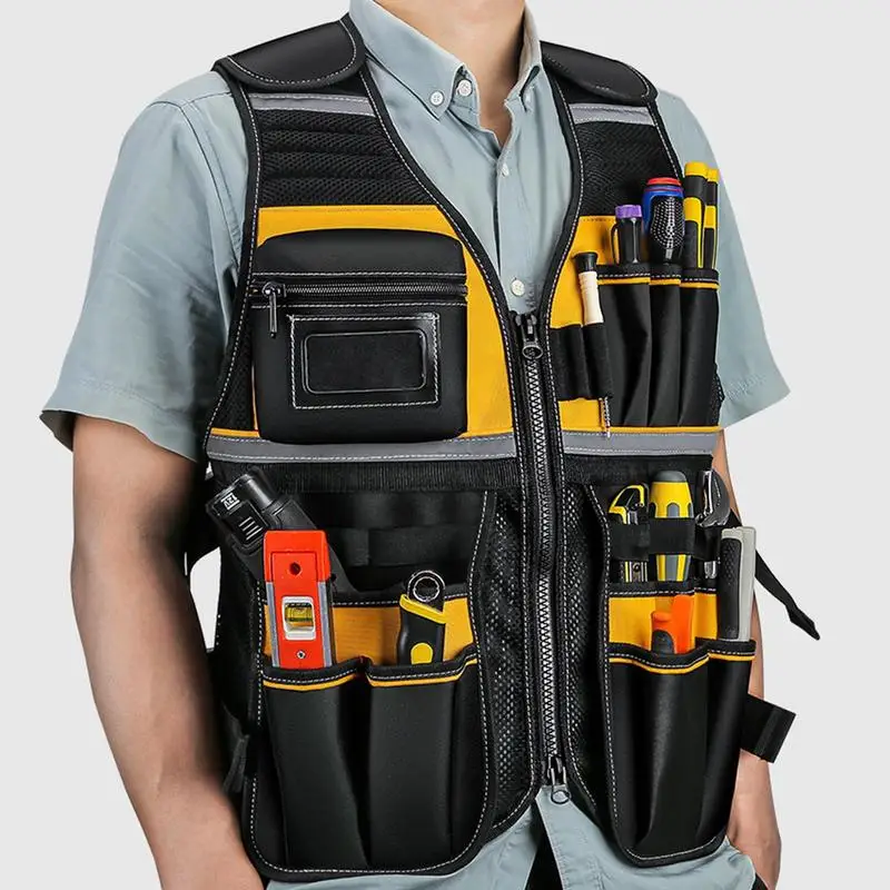 Imagem -03 - All-round Trabalho Tool Vest para Eletricistas Multi-bolsos Heavy Duty Workwear Colete de Segurança