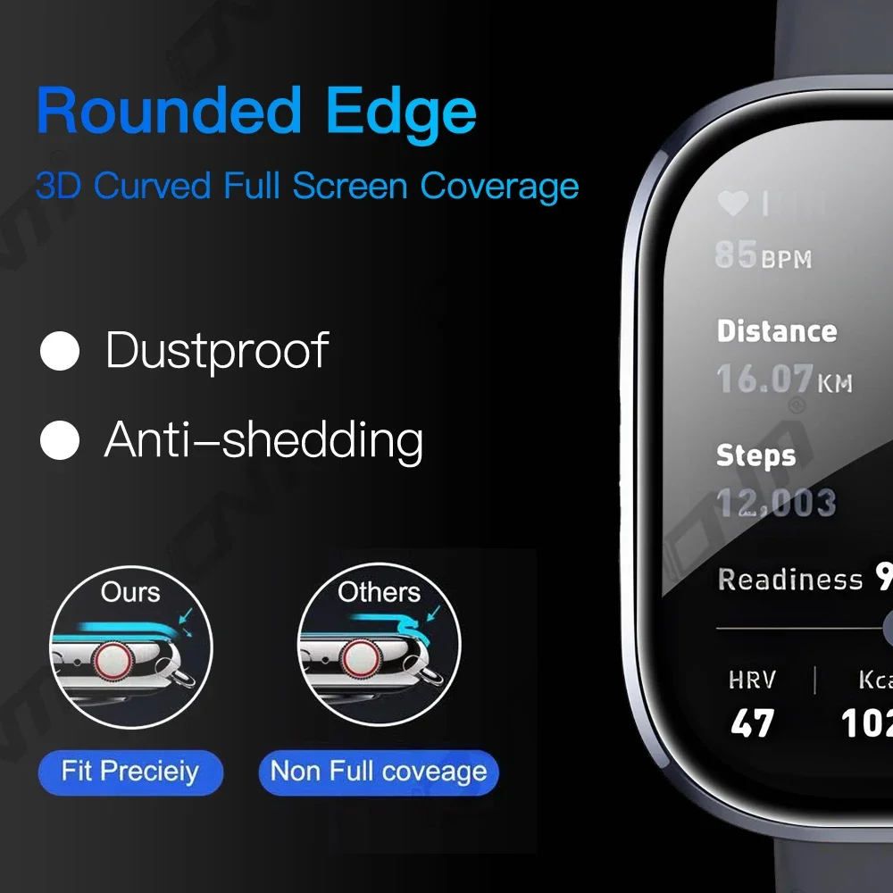 3D Protection Film for Amazfit Bip 6 Screen Protector, Full Coverage 99% HD Clarity Anti-scratch Bubble-Free Accessories