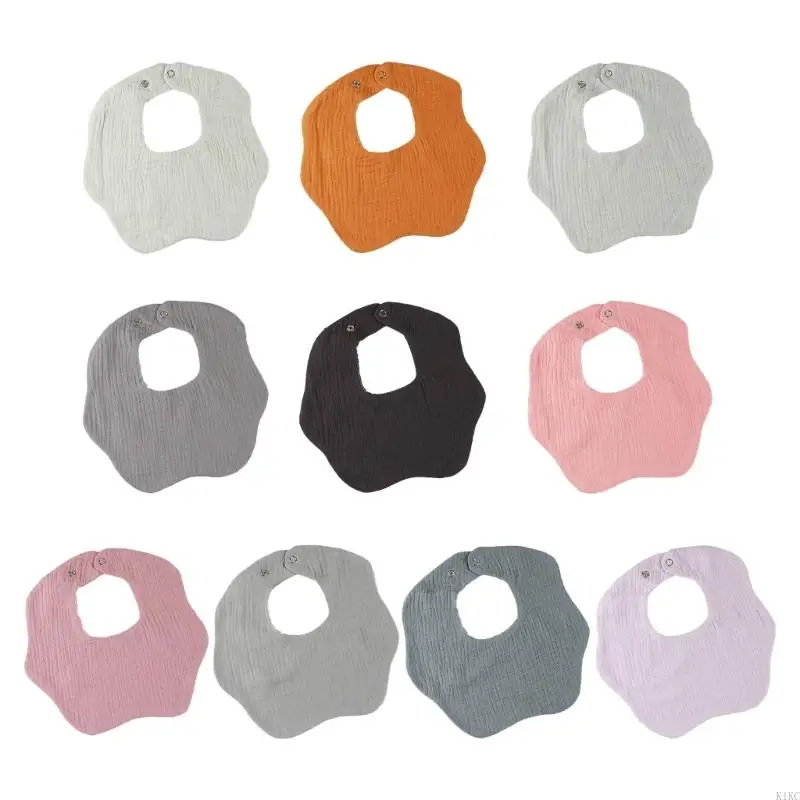 K1KC Baby Bib Breathable Newborn Drooling Bib Crepe Cotton Burp Cloth with 2-Stage Infant Teething Bibs Feeding Towel