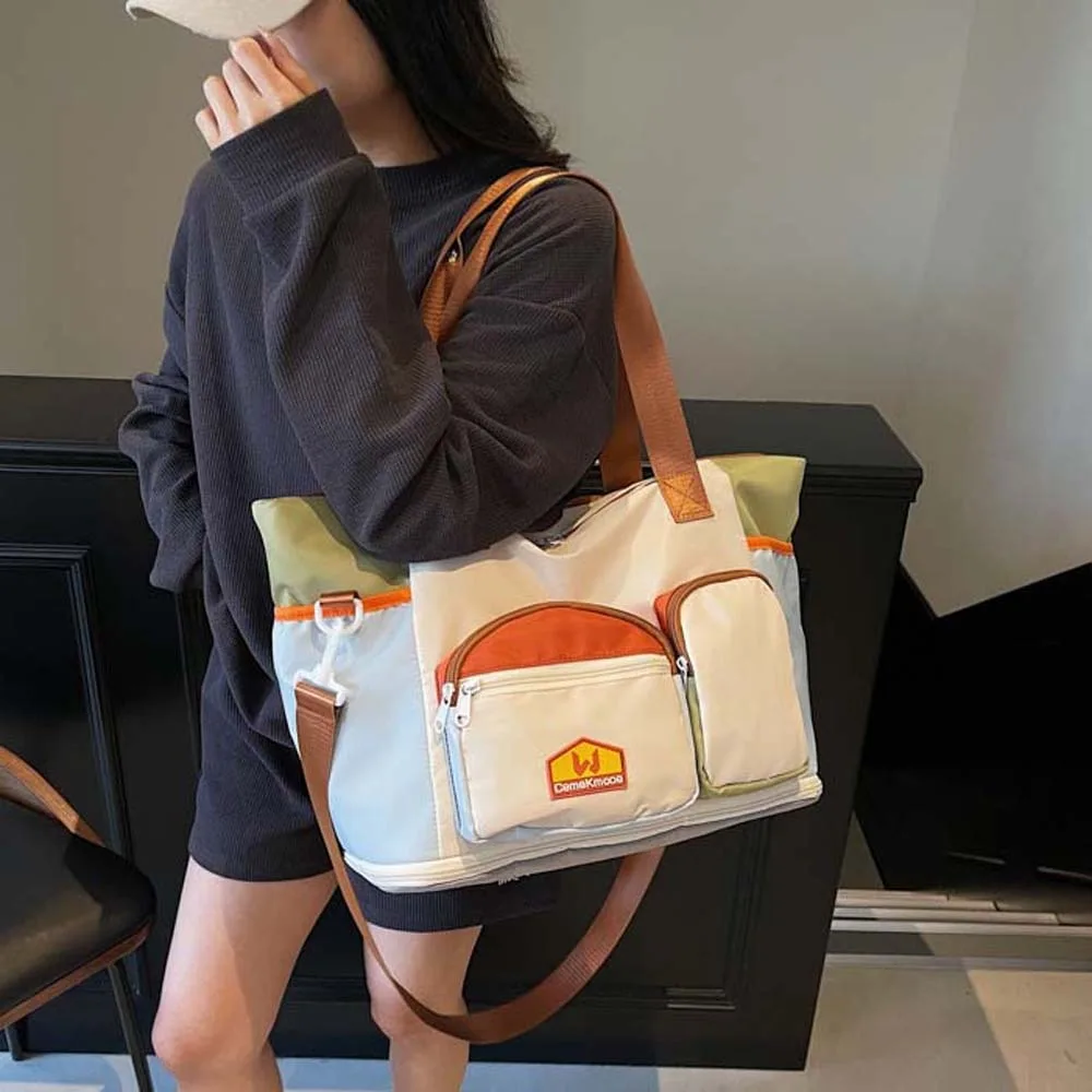 

Oxford Cloth Expandable Travel Bag Contrast Color Yoga Pouch Large Capacity Fitness Bag Polyester Multi Layered