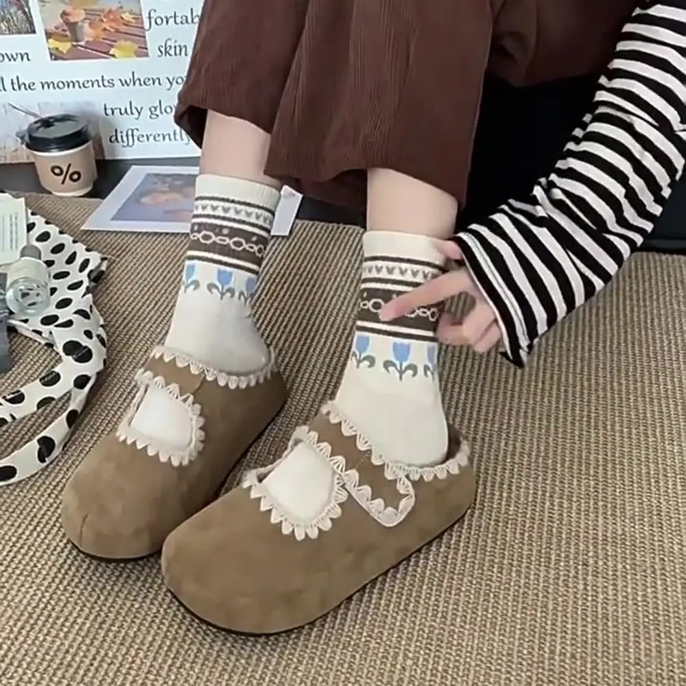 

1/4 Pairs Harajuku Warm Women Socks Anti-Cold Breathable Medium Tube Tights Mid-calf Socks Autumn Winter