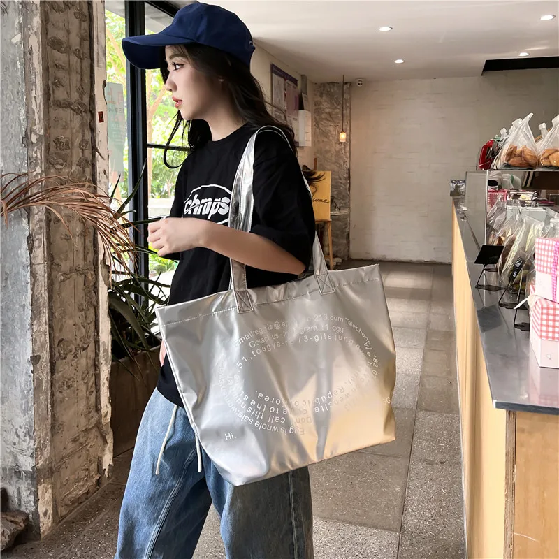 Silver Women's Bag 2023 Trend Messenger Bag Y2K Shoulder Cross Bag Large Eco Bag Shopper Korean Tote Bag Luxury Designer Handbag