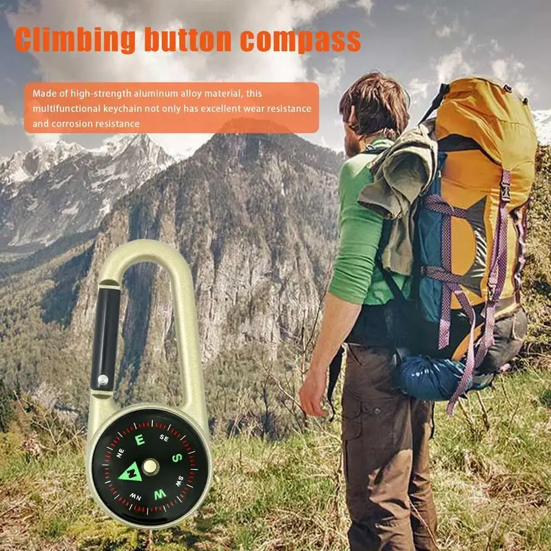 Clip On Compass For Hiking Clip On Keychain Carabiner Compass Pocket Compass With Clear Scale For Exploration Field Practice